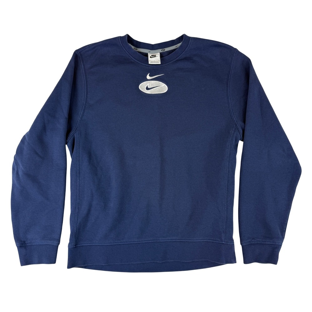 Nike Sweatshirt Mens Small Navy Blue Swoosh League Fleece Pullover DM5460-410